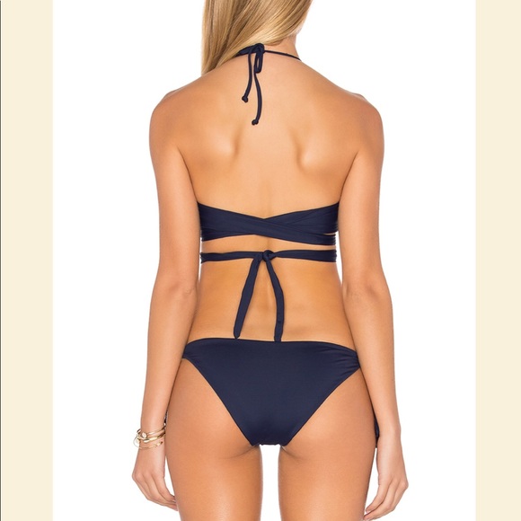 NEW • L*Space • Lizzie Wrap Bikini Top Navy Blue - Picture 2 of 6
